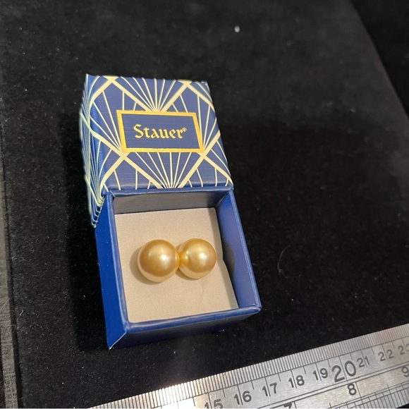 Stauer Golden Pearl  Earrings 12mm - Picture 8 of 8